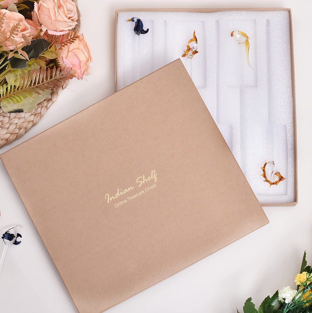 Assorted Glass Cocktail Stirrers Or Swizzle Sticks In Pack Of 6